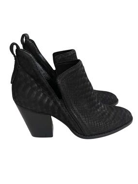 Jeffrey Campbell ROWLAN Snakeskin Embossed Ankle Boots in Black